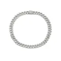 Silver Cuban link hip hop necklace with sparkling pavé diamonds and square clasp - 18 inch / Silver Cuban Chain