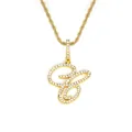 Pendentif lettre dorée serti de zircons avec grosse chaîne torsadée style hip hop - Lettre C Avec Chaîne / Lettre C-Or