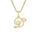 Pendentif lettre D cursive dorée avec strass sur une chaîne de type corde épaisse - Lettre D Avec Chaîne / Lettre D-Or