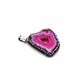 Pendaglio in agata rosa con centro di cristallo e bordo rifinito con strass lucidi - Rosso