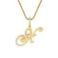 Collier hip hop doré avec pendentif lettre H cursive glacée et chaîne torsadée - Lettre H-Or