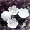 Hand-carved white jade stone flower petal beads for DIY jewelry making accessories - White Jade