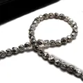 Silver plated volcanic stone beads with irregular lava texture for DIY jewelry making - Silver