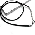Collana con cordino nero regolabile con chiusura a moschettone in argento - Corda Cerata Nera Metallo Argento