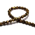 Golden plated faceted volcanic stone beads with natural texture for DIY jewelry making - Antique Gold
