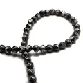 Deep silver faceted volcanic stone beads with natural texture for DIY bracelet jewelry - Antique Silver