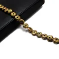 Flat round golden plated volcanic lava beads with porous texture for DIY jewelry making - Antique Gold
