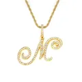 Collier hip-hop doré avec pendentif lettre M serti de cristaux étincelants et chaîne torsadée - Lettre M-Or