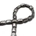 Silver-plated square lava stone beads with textured honeycomb finish for DIY jewelry - Antique Silver