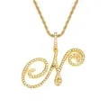 Pendentif lettre N doré hip hop avec cristaux sur collier à chaîne torsadée dorée - Lettre N-Or