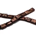 Rectangle electroplated lava stone beads in vintage bronze finish for DIY jewelry - Antique Rose Gold