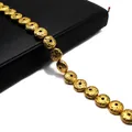 Golden plated lava stone beads with porous texture for DIY jewelry making - Gold