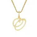 Collier doré avec lettre O cursive serti de strass et chaîne de style torsadée - Lettre O-Or