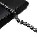 Flat black volcanic lava rock beads with natural porous texture for DIY jewelry making - Rose Gold
