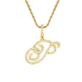 Pendentif lettre P cursive dorée avec strass et chaîne torsadée style hip hop - Lettre P-Or