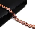 Flat round lava rock beads with rose gold metallic coating for DIY jewelry making - Gunmetal