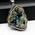 Onregelmatige regenboog kristallen hanger ketting met fonkelende strass steentjes rand - Groen