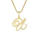 Collier avec pendentif lettre U cursive en or, chaîne corde et cristaux brillants - Lettre U-Or