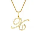 Collier hip hop doré avec pendentif lettre cursive et strass micro-pave - Lettre X-Or