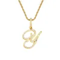 Collier hip hop avec chaîne torsadée dorée et pendentif lettre G serti de cristaux - Lettre Y-Or