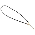 Collana con ciondolo in selenite bianca naturale con bordo dorato e cordino nero cerato - Corda Cerata Nera Metallo Oro