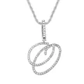 Collier chaîne torsadée argentée avec pendentif lettre O cursive serti de cristaux - Lettre O - Argent