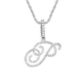 Pendentif lettre P hip hop argenté avec cristaux brillants et chaîne torsadée - Lettre P - Argent