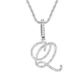 Collier argenté avec pendentif lettre Q serti de cristaux et chaîne torsadée chic - Lettre Q - Argent