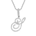 Collier avec pendentif lettre S cursive argentée sertie de strass et chaîne torsadée - Lettre S - Argent