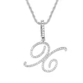 Collier avec pendentif lettre H cursive en argent, cristaux et chaîne torsadée - Lettre X - Argent