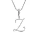 Collier à chaîne torsadée argentée avec pendentif lettre Z serti de strass brillants - Lettre Z - Argent