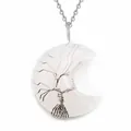 Collana luna con albero della vita in filo di rame e pietra di cristallo bianco - Solo Ciondolo (Senza Catena) / Cristallo bianco Argento