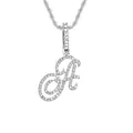 Chaîne torsadée argentée hip hop avec pendentif lettre A cursive serti de cristaux - Lettre A - Argent