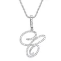 Collier avec pendentif lettre C cursive argentée et cristaux sur chaîne torsadée - Lettre C - Argent