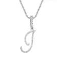 Pendentif lettre J argentée serti de cristaux sur une chaîne torsadée style hip hop - Lettre I - Argent