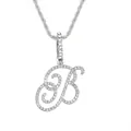 Collier hip hop avec pendentif lettre B serti de strass et chaîne de torsion argentée - Lettre B - Argent