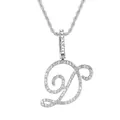 Collier argenté avec pendentif lettre D cursive serti de cristaux et chaîne corde - Lettre D - Argent