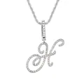 Collier argenté avec pendentif lettre H cursive serti de cristaux brillants - Lettre H - Argent