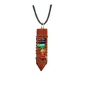 Macro view of healing chakra stones wrapped in wire on a brown goldstone pendant - Gold Sandstone (Pendant Only (Without Chain))