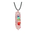 Macro shot of rose quartz pillar pendant wrapped in wire with seven chakra stones - Rose Quartz (Pendant Only (Without Chain))