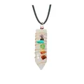 Close-up of wire wrapped crystal pendant with seven colorful chakra stones on white background - Clear Quartz (Pendant Only (Without Chain))