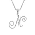 Chaîne torsadée argentée avec pendentif lettre M cursive glacée de style hip hop - Lettre M - Argent