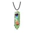 Detail of green aventurine chakra pendant with copper wire wrap and seven crystals - Green Aventurine (Pendant Only (Without Chain))