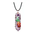 Arrow-shaped amethyst crystal necklace with copper wire wrap and seven chakra gemstones - Amethyst (Pendant Only (Without Chain))