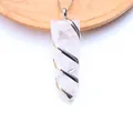Sword-shaped white crystal pendant with silver wire wrap and delicate metal chain - White Crystal Silver Tone (Pendant Only (Without Chain))