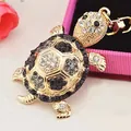 Sparkling turtle keychain with gold plating and rhinestones for handbags and cars - 2.9x5.5cm / Black
