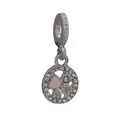 Pendentif trèfle et cœur en argent avec émail rose et cristaux blancs pour bracelets - Rose 06