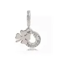 Pendentif trèfle à quatre feuilles et fer à cheval en argent avec pierres de zircone - Zircon Blanc