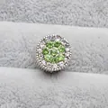 Perle en alliage argenté avec strass verts et blancs pour bracelets charms DIY - Vert