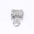 Charm nœud argenté avec strass et pendentif cœur Love pour bracelets personnalisés - Blanc